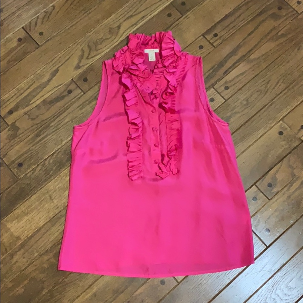 J. Crew silk top in hot pink, size 4.